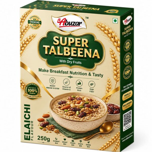 AL Abuzar Super Talbeena with Dry Fruits | Elaichi Flavour | Premium Breakfast Mix | Rich in Protein, Fiber & Vitamin E | 100% Natural | 250g