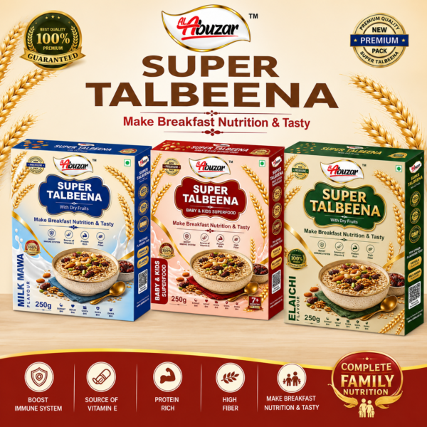 Al-Abuzar Super Talbeena Triple Combo Pack (250g x 3) - Milk Mawa Flavour, Baby/Kids Superfood & Elaichi Flavour | 100% Natural Barley Porridge | Healthy Breakfast Nutrition, Boosts Immunity, High Fiber, Protein Rich | Sunnat Bhi, Sehat Bhi